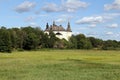 Rural landscape with the white Ekenas castle on a cloudy day, Sweden Royalty Free Stock Photo