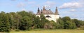 Rural landscape with the white Ekenas castle on a cloudy day, Sweden Royalty Free Stock Photo