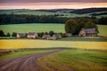 Rural landscape with a winding dirt road