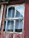Rural landscape with window in  old house Royalty Free Stock Photo