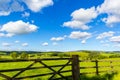 Rural landscape with wooden fence in Yorkshire Dales, England, UK Royalty Free Stock Photo