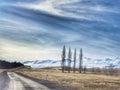 Rural Lilybank Road around Lake Tekapo in winter, South Island, New Zealand Royalty Free Stock Photo