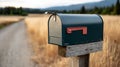 Rural mailbox on a post with a scenic countryside backdrop. Royalty Free Stock Photo