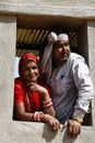 Rural man  & woman staring  at kolayat village Royalty Free Stock Photo