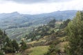 Rural mountainous landscape; fields in Aquitania, Colombia, near Lake Tota Royalty Free Stock Photo