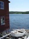 Rural Newfoundland Stage and Boat Royalty Free Stock Photo