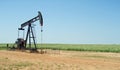 Rural Oil Rig and Wheat Field Royalty Free Stock Photo