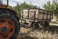 rural, old agricultural tractor abandoned in a farm field Royalty Free Stock Photo