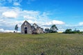 Rural Old Derelect Farm Building on Dry Winter Landscape Royalty Free Stock Photo