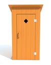 Rural outdoor toilet made of wood 3d render illustration