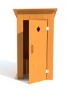 Rural outdoor toilet made of wood 3d render illustration