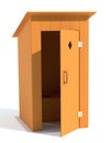 Rural outdoor toilet made of wood 3d render illustration Royalty Free Stock Photo