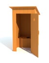 Rural outdoor toilet made of wood 3d render illustration