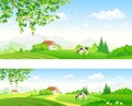 Rural panorama countryside background Royalty Free Stock Photo