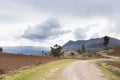 Rural path on Peruvian countryside in the Andes. Royalty Free Stock Photo