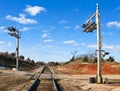 Rural Rail Road and Highway Intersection Royalty Free Stock Photo