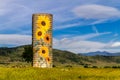 Rural Ranch Sunflower Farm Silo Royalty Free Stock Photo