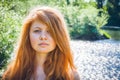 Rural red-haired gir Royalty Free Stock Photo