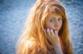 Rural red-haired gir Royalty Free Stock Photo
