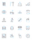 Rural retreat linear icons set. Serenity, Tranquility, Peacefulness, Escape, Nature, Calmness, Relaxation line vector
