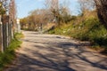 Rural road, agricultural tourism. Road surrounding crop fields