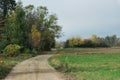 Rural road at the edge of the field Royalty Free Stock Photo