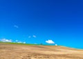 Rural road in middle of a green grass field in Andalusia Royalty Free Stock Photo