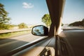 Rural Road In Summer Field, Meadow, Countryside. View From Car Window Royalty Free Stock Photo