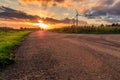 Rural road sunset Royalty Free Stock Photo