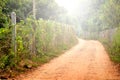 Rural roads with the fence. Royalty Free Stock Photo