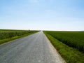 Rural route and blue sky.