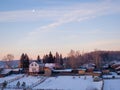 Rural Russian landscape. Winter morning Royalty Free Stock Photo