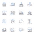 Rural and rustic line icons collection. Countryside, Farmhouse, Serene, Quaint, Natural, Pastoral, Tranquil vector and