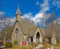 Saint Helena\'s Chapel Romanesque Revival brick and stone chapel in early Spring Royalty Free Stock Photo