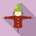 Rural scarecrow icon, flat style