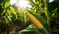 Rural scene, corn crop, healthy eating, golden harvest generated by AI