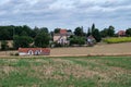 Rural scene over the green agriculture fields around the village Lubbeek Royalty Free Stock Photo