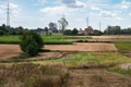 Rural scene over the green agriculture fields around the village Lubbeek Royalty Free Stock Photo