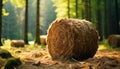 A rural scene in summer hay bales stack on meadow generated by AI Royalty Free Stock Photo