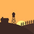 Rural scene sunset background