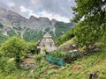 Rural scenery along famous Valbona Theth trek in the Albanian Alps. Royalty Free Stock Photo