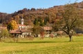 Rural scenery at autumn season of little Italian village Brinzio located in valley Rasa in province of Varese, Italy Royalty Free Stock Photo
