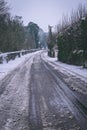 Rural setting in the village of Carrignavar after Storm Emma, also known as the Beast from the East which hit Ireland. Royalty Free Stock Photo