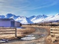A rural shed near Lilybank-Macaulay River crossing in winter, South Island, New Zealand