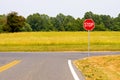 Rural stop sign intersection Royalty Free Stock Photo