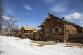 Rural street in the Architectural and ethnographic Museum `Taltsy`. Taltsy village, Irkutsk region,