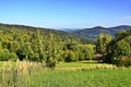 Rural landscape in the Low Beskids Beskid Niski, Poland. Royalty Free Stock Photo