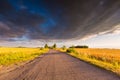 Rural summer landscape with old asphalt road Royalty Free Stock Photo