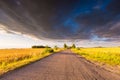 Rural summer landscape with old asphalt road Royalty Free Stock Photo