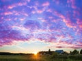 Rural summer landscape panorama with sunset Royalty Free Stock Photo